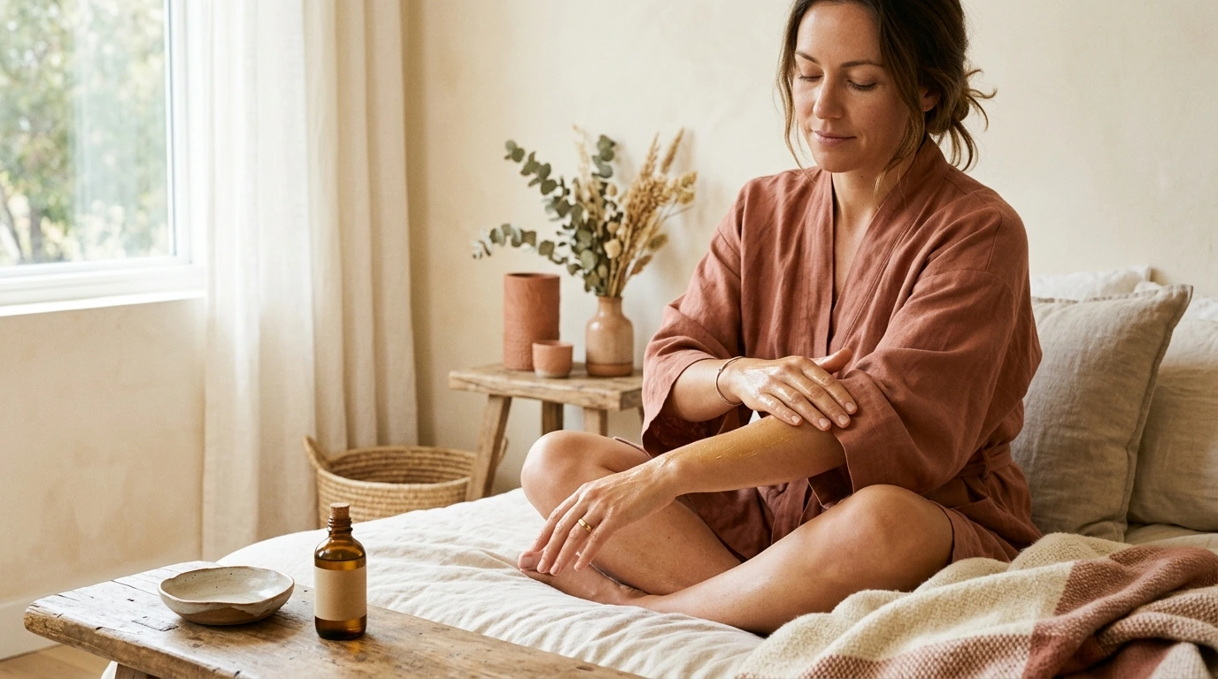 Rituel de soin du corps, moment self-care apaisant