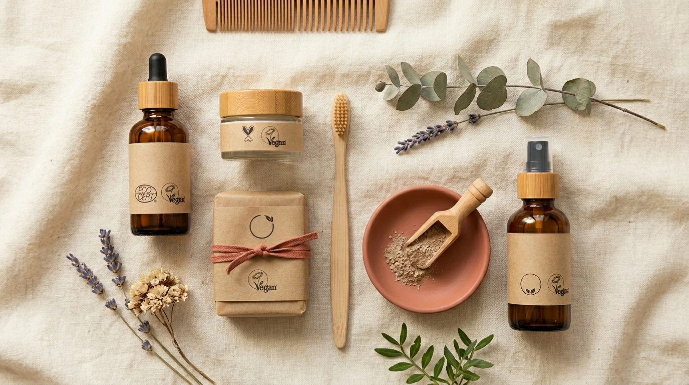 Produits cosmétiques portant des labels bio et vegan