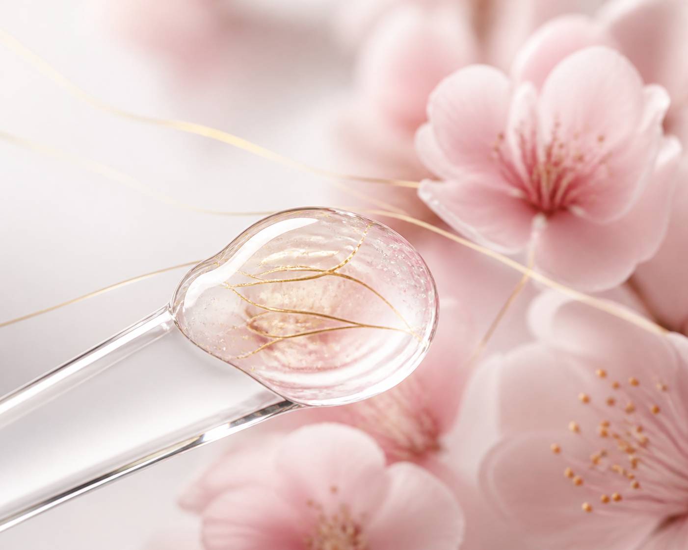 Goutte de sérum transparent sur une spatule en verre
