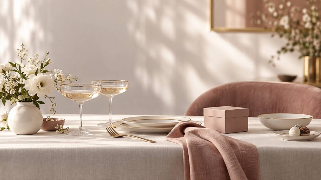 Service en porcelaine blanche dresse pour une celebration